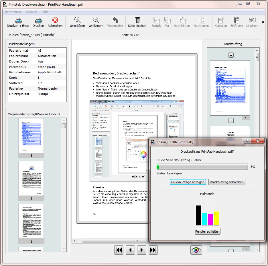 Screenshot Druckvorschau