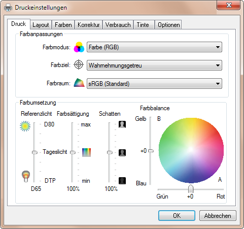 Screenshot Farbeinstellungen