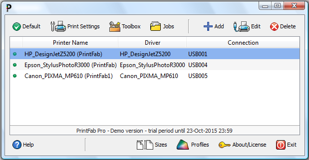 Screenshot Application PrintFab
