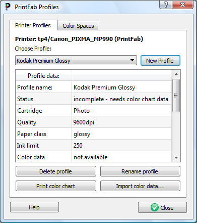 Profile Management Dialog